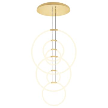 Hoops LED Chandelier in Satin Gold by CWI Lighting