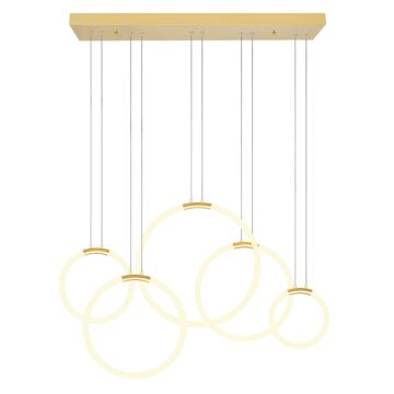Hoops LED Chandelier in Satin Gold by CWI Lighting