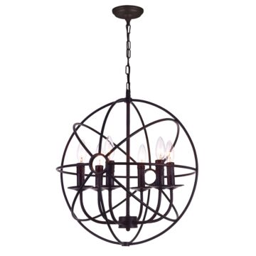 CWI Lighting Arza 6 Light Up Chandelier with Brown finish
