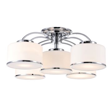 Frosted Five Light Flush Mount in Chrome by CWI Lighting