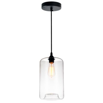 Glass One Light Mini Pendant in Black by CWI Lighting