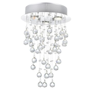Rain Drop Three Light Flush Mount in Chrome by CWI Lighting