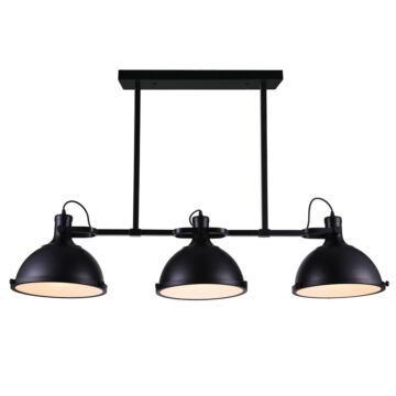 Strum Three Light Island Chandelier in Black by CWI Lighting