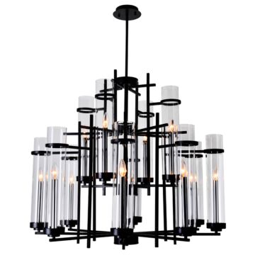 Sierra 12 Light Chandelier in Black by CWI Lighting