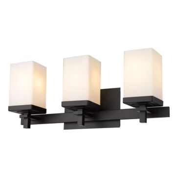 Maddox BLK Three Light Bath Vanity in Matte Black by Golden
