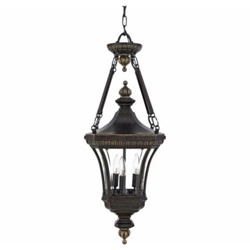 Devon Three Light Outdoor Hanging Lantern in Imperial Bronze by Quoizel