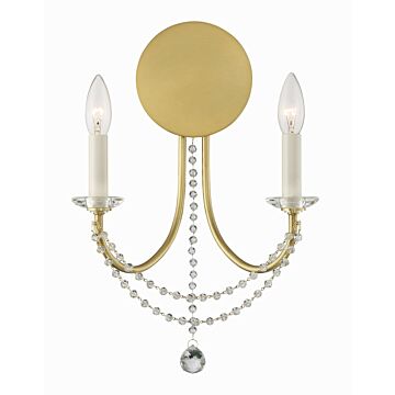 Delilah Two Light Wall Sconce in Aged Brass by Crystorama