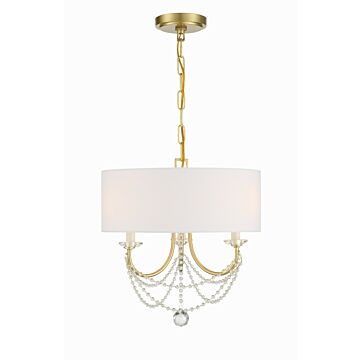 Delilah Three Light Mini Chandelier in Aged Brass by Crystorama