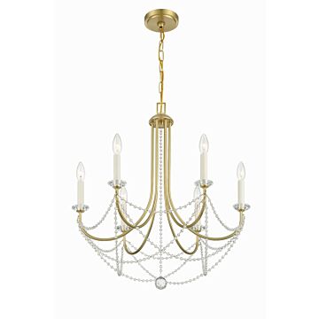Delilah Six Light Chandelier in Aged Brass by Crystorama