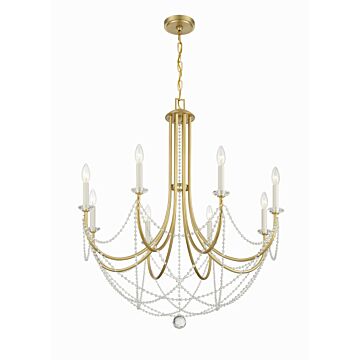 Delilah Eight Light Chandelier in Aged Brass by Crystorama