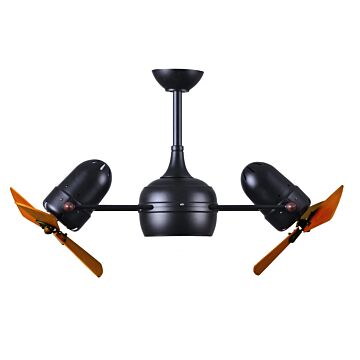 Dagny 3-Speed AC 38" Ceiling Fan w/ Integrated Light Kit in Matte Black with Mahogany Tone blades