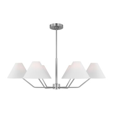 Burke Six Light Chandelier in Brushed Steel by Visual Comfort Studio