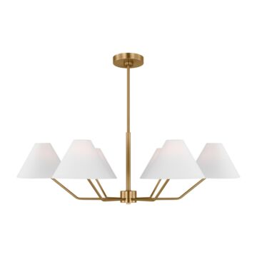 Burke Six Light Chandelier in Satin Brass by Visual Comfort Studio