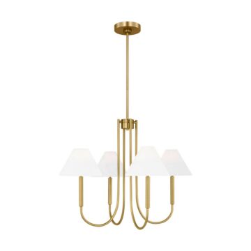 Porteau Five Light Chandelier in Satin Brass by Visual Comfort Studio