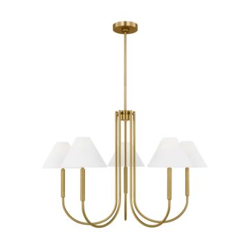Porteau Six Light Chandelier in Satin Brass by Visual Comfort Studio