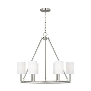 Egmont Six Light Chandelier in Brushed Steel by Visual Comfort Studio