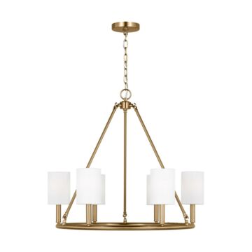 Egmont Six Light Chandelier in Satin Brass by Visual Comfort Studio