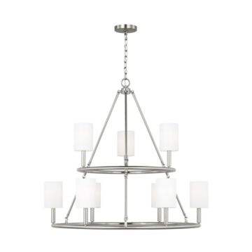 Egmont Nine Light Chandelier in Brushed Steel by Visual Comfort Studio