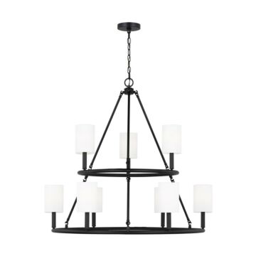 Egmont Nine Light Chandelier in Midnight Black by Visual Comfort Studio