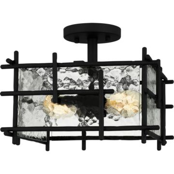 Daphne Two Light Semi Flush Mount in Matte Black by Quoizel