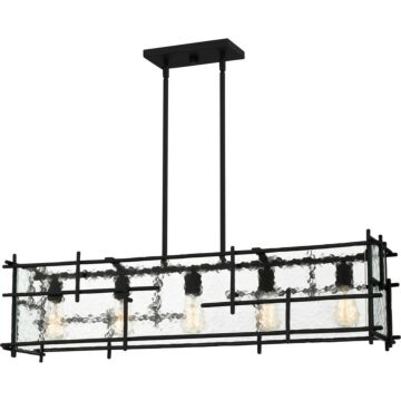 Daphne Five Light Linear Chandelier in Matte Black by Quoizel