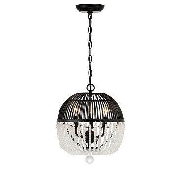 Duval Three Light Mini Chandelier in Matte Black by Crystorama