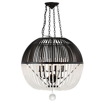 Duval Six Light Pendant in Matte Black by Crystorama