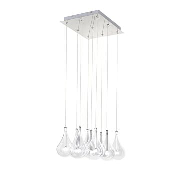 ET2 Larmes 14 Inch 9 Light Clear Glass Pendant in Polished Chrome
