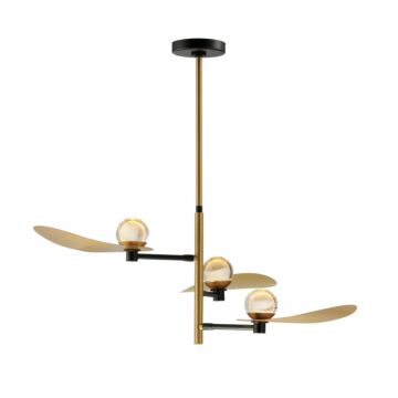 Pearl LED Chandelier in Black  Natural Aged Brass by ET2