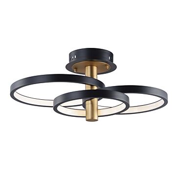 Hoopla LED Semi Flush Mount in Black  Gold by ET2