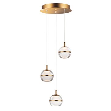 Swank LED Pendant in Natural Aged Brass by ET2
