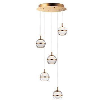 Swank LED Pendant in Natural Aged Brass by ET2