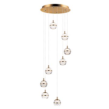 Swank LED Pendant in Natural Aged Brass by ET2