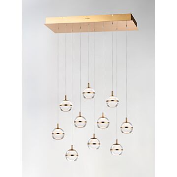 Swank LED Pendant in Natural Aged Brass by ET2