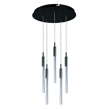 ET2 Scepter 13 Inch 5 Light Bubble Glass Pendant in Black Chrome