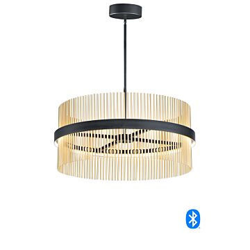 Chimes WiZ LED Pendant in Black  Satin Brass by ET2
