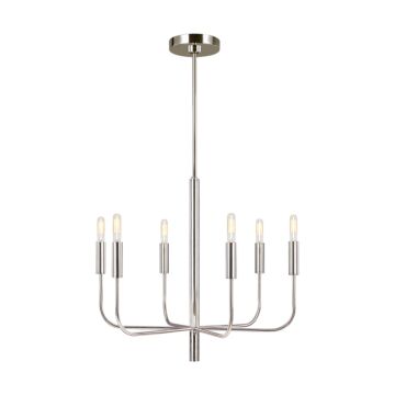 Brianna Six Light Chandelier in Polished Nickel by Visual Comfort Studio