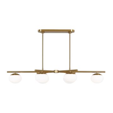 Lune Six Light Linear Chandelier in Burnished Brass by Visual Comfort Studio