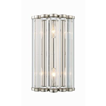 Elliot Two Light Wall Sconce in Polished Nickel by Crystorama