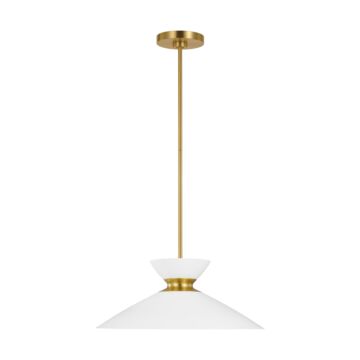 Heath One Light Pendant in Matte White and Burnished Brass by Visual Comfort Studio
