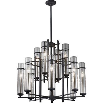 Generation Lighting Ethan 12-Light Multi-Tier Chandelier in Iron & Brushed Steel