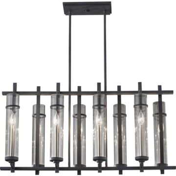 Generation Lighting Ethan 8-Light Iron Linear Pendant in Iron & Brushed Steel