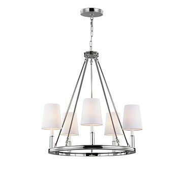 Lismore Five Light Chandelier in Polished Nickel by Visual Comfort Studio
