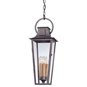 Parisian Square Four Light Hanging Lantern in Aged Pewter by Troy Lighting