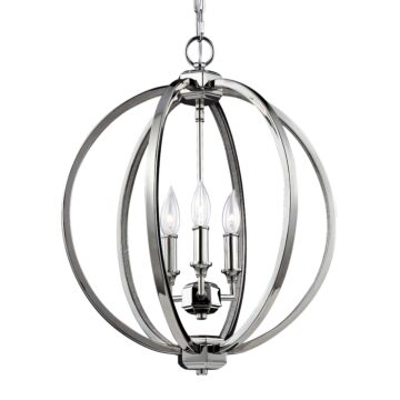 Corinne Three Light Pendant in Polished Nickel by Visual Comfort Studio