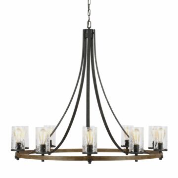 Angelo Ten Light Chandelier in Distressed Weathered Oak   Slate Grey Metal by Visual Comfort Studio