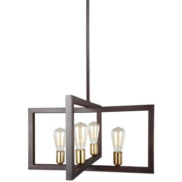 Finnegan Four Light Chandelier in New World Bronze by Visual Comfort Studio