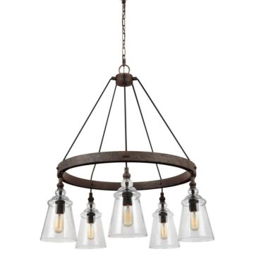 Generation Lighting Loras 27" 5-Light Clear Seeded Chandelier in Dark Weathered Iron