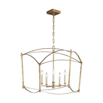 Thayer Five Light Lantern in Antique Gild by Visual Comfort Studio