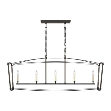 Thayer Five Light Linear Chandelier in Smith Steel by Visual Comfort Studio
